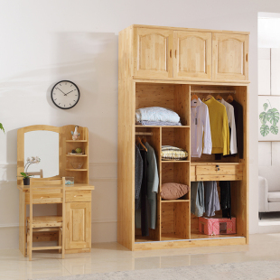 重庆实木家具厂定制中式原木全柏木移门衣柜1米5两滑门1米6三推拉