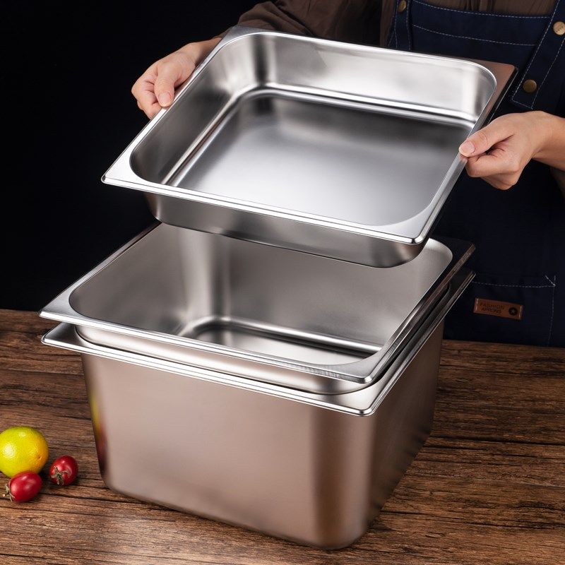2/3不锈钢份数盆自助餐盆带盖正方形平底盘深盆布菲炉方盘盛菜盆,餐饮具,盆,淘宝优惠券,粉丝福利购,淘宝优惠卷