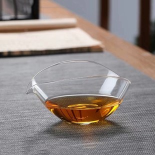 公道杯一叶扁舟公杯匀杯茶道配件透明耐热玻璃分茶器 孟瀚日式
