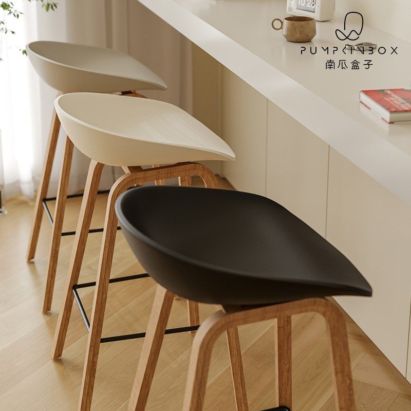 实木吧台椅现代简约北欧创意吧凳酒吧椅高凳子家用前台椅高脚椅子,住宅家具,家用高脚椅,淘宝优惠券,粉丝福利购,淘宝优惠卷