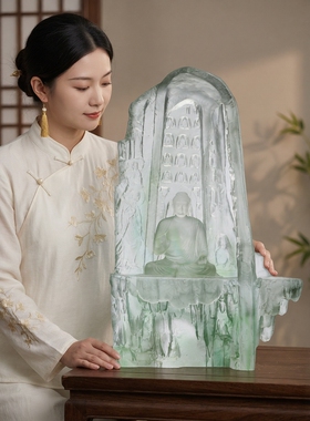 京铜琉璃天境石窟印象佛祖摆件