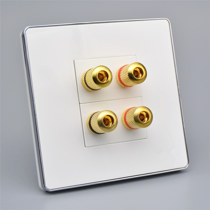 86型二位音箱插座面板多媒体2个环绕音响面板墙壁四头音响面板