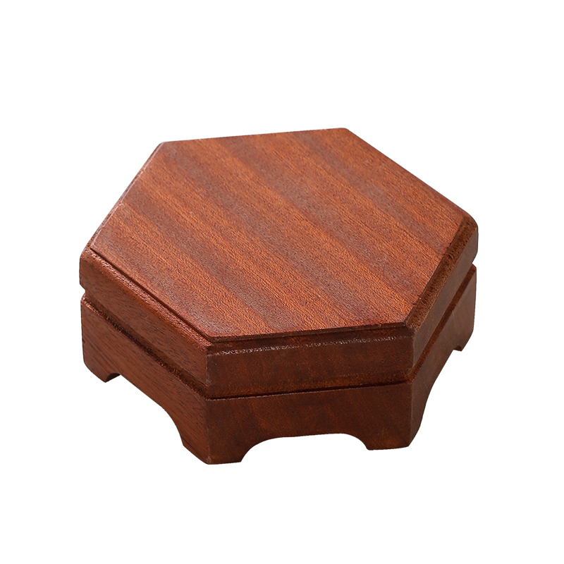 创意实木长方形正方形几何小底座六角木块搭配佛像工艺品摆件垫底