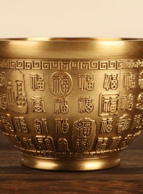 纯铜大小百福缸摆件黄铜聚宝盆客厅桌面装饰开业乔迁礼品