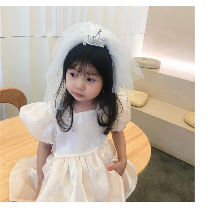 生日婚礼花童婚纱配饰头纱儿童 公主皇冠六一儿童节礼物头饰发饰