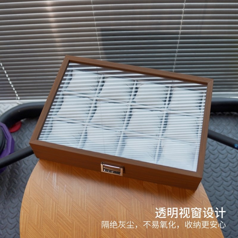 复古黑胡桃纹木质12位手表收纳展示陈列盒子木质丝棉枕大小表通用