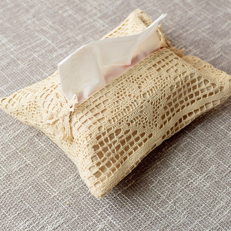 田园风布艺纯棉线长方形纸巾袋抽纸盒套25*18厘米仿钩针镂空,收纳整理,纸巾盒,淘宝优惠券,粉丝福利购,淘宝优惠卷