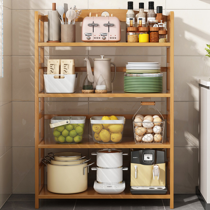 楠竹书架简易客厅储物柜子厨房置物架儿童学生实木多层收纳架落地,住宅家具,书架,淘宝优惠券,粉丝福利购,淘宝优惠卷