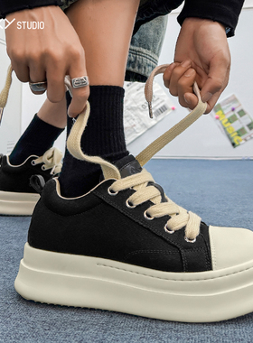 XJXY2025新款秋冬季帆布鞋子男鞋百搭男士运动鞋休闲鞋内增高板鞋