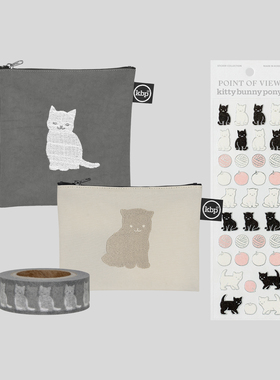 KBP Little Kitten 刺绣 手拿包 小包包 可爱 少女心 旅行收纳