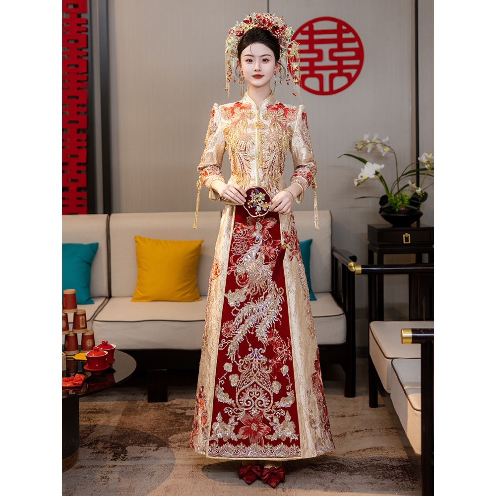 香槟色秀禾服婚服2025新娘新款结婚中式敬酒礼服出阁显瘦龙凤褂