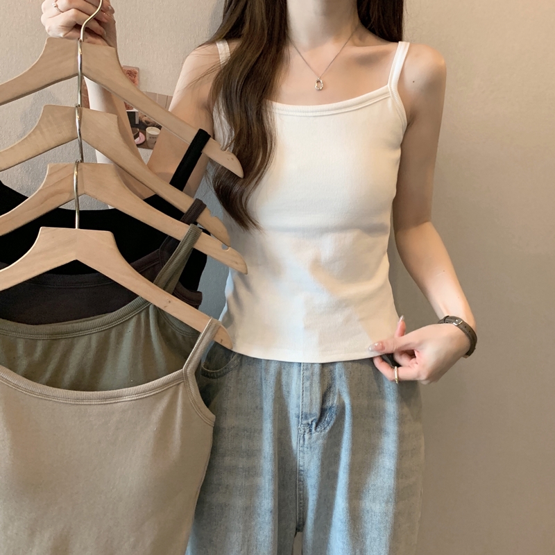 吊带女西装内搭2025夏季纯棉小背心打底带胸垫白色遮副乳外穿上衣