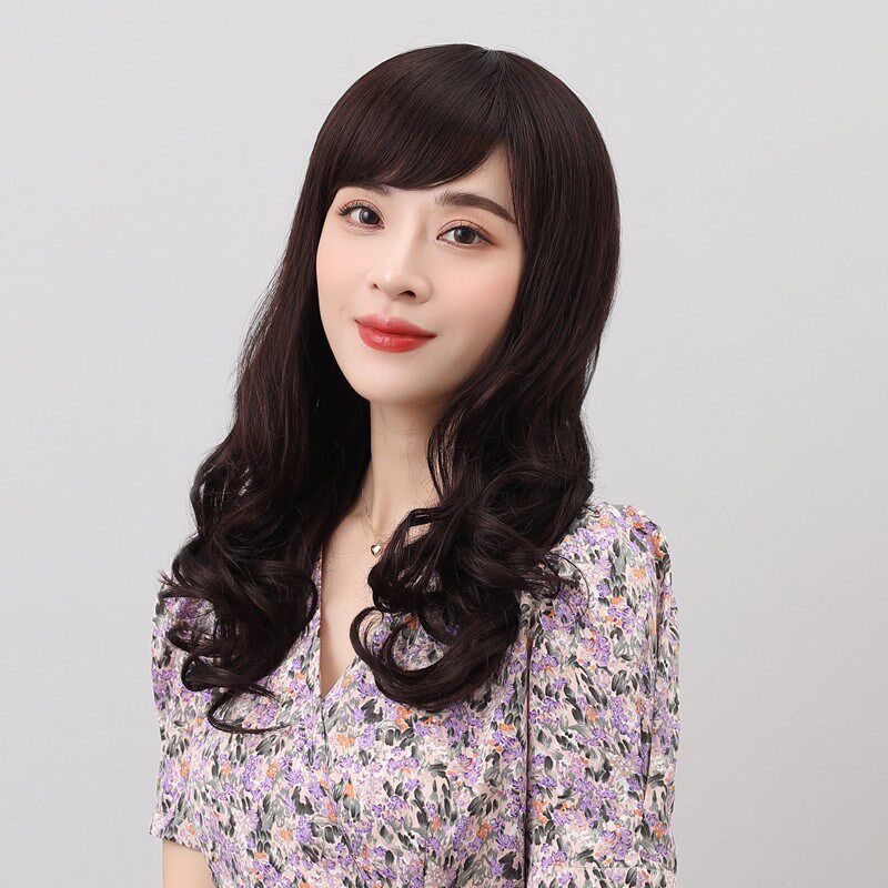 假发女长发夏季自然全头套式大y波浪长卷发发型圆脸真人发丝假发