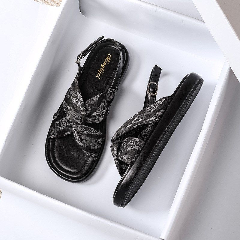 平底凉鞋女2025新款夏季仙女风交叉软底百搭L一字扣凉鞋大码41-43,女鞋,休闲凉鞋,淘宝优惠券,粉丝福利购,淘宝优惠卷