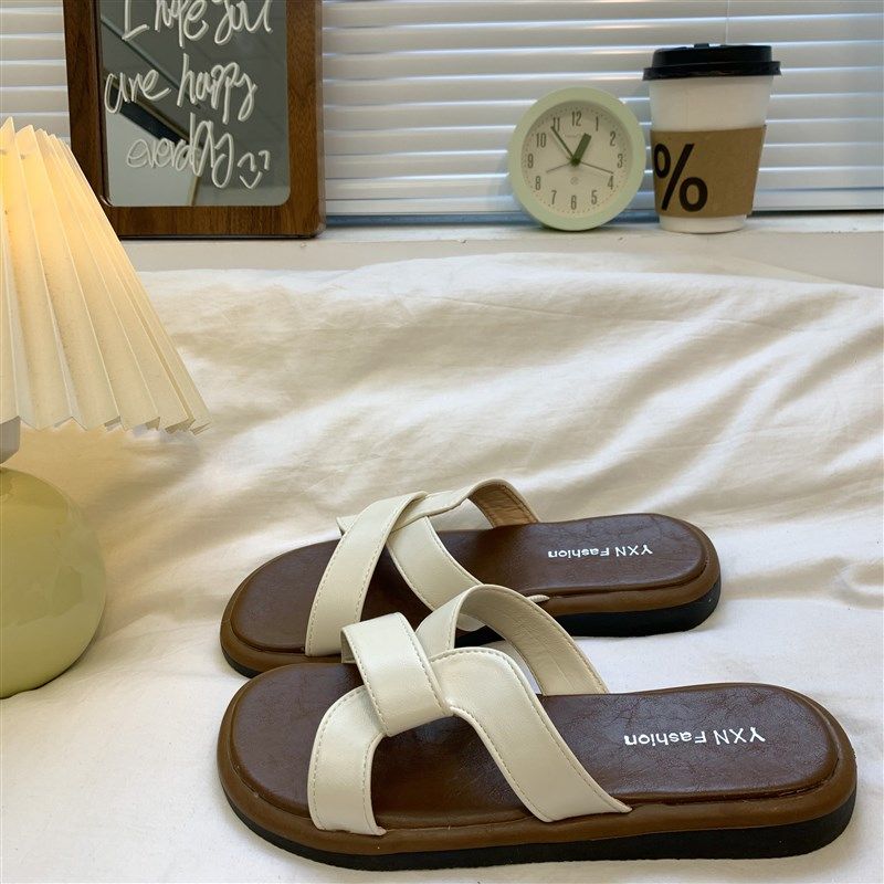 超火高级感纽结交叉拖鞋女夏外x穿2025新款沙滩凉拖鞋厚底银色凉,女鞋,一字拖,淘宝优惠券,粉丝福利购,淘宝优惠卷