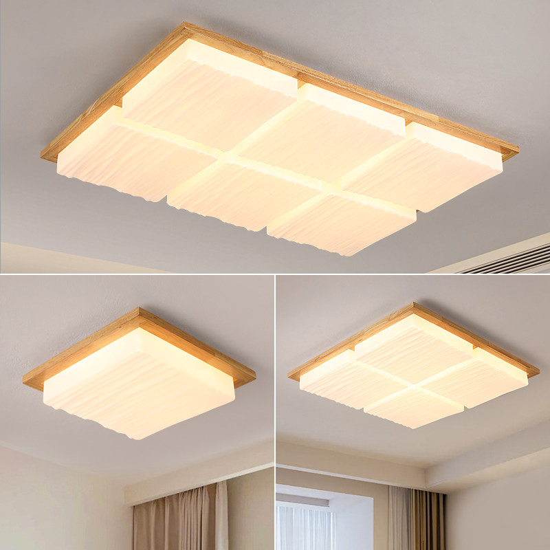 原木风LED吸顶灯简约现代客厅主卧室餐厅房间灯202U4新款实木灯具