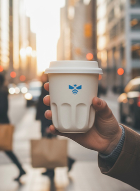 日本BLUE BEE简约白色咖啡随手杯带盖便携随手水杯办公家用咖啡杯