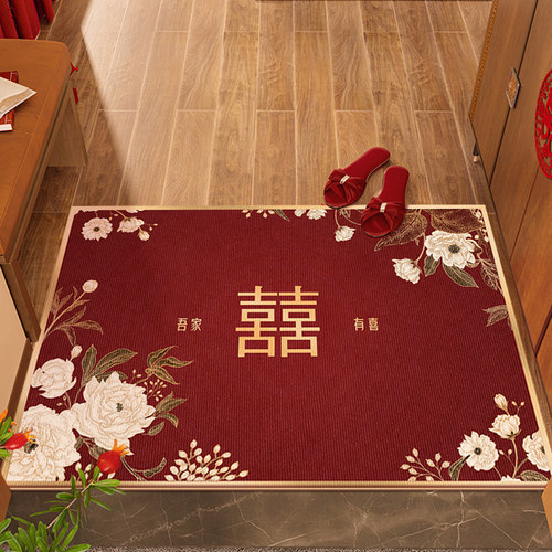 喜庆结婚地垫入户门垫喜字门口地毯E门垫进门新婚婚房婚庆红色脚