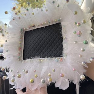 防滑垫车载创意女可爱用品车内装 垫子新款 饰汽车摆件长形羽毛毛毛