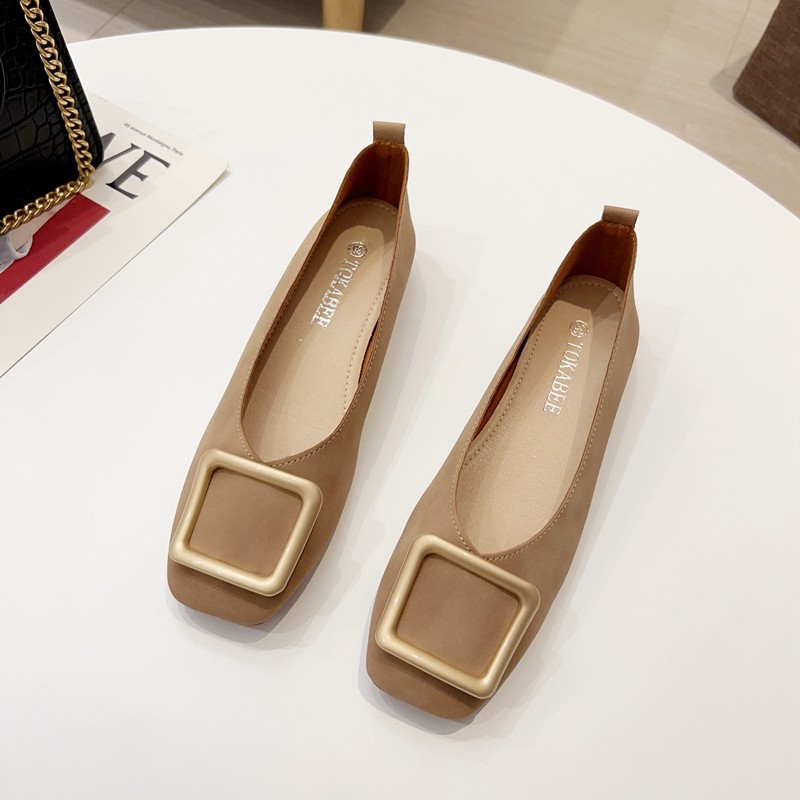 春夏季2023新款豆豆鞋秋大码瓢鞋软皮时尚浅P口方头低跟方跟女单,女鞋,浅口单鞋,淘宝优惠券,粉丝福利购,淘宝优惠卷