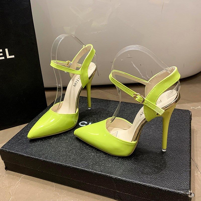 35-45大码包头凉鞋女41细跟尖头鞋C42仙女12cm一字带法式高跟鞋43,女鞋,一字带凉鞋,淘宝优惠券,粉丝福利购,淘宝优惠卷