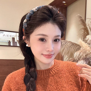 秋冬彩色毛线发箍女款高颅顶带齿防滑头箍感洗脸压发发卡头饰