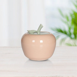苹果陶瓷家居摆件 家庭工艺品客厅摆设装饰品 糖果罐大号储物罐