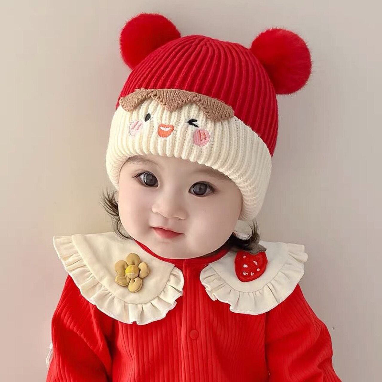 婴儿帽子秋冬季护耳帽公主百搭宝宝毛线帽女宝针织帽保暖2025新
