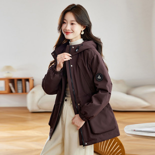 妈妈连帽冬装 中老年女秋冬棉服加厚派克服休闲 洋气外套冲锋衣新款