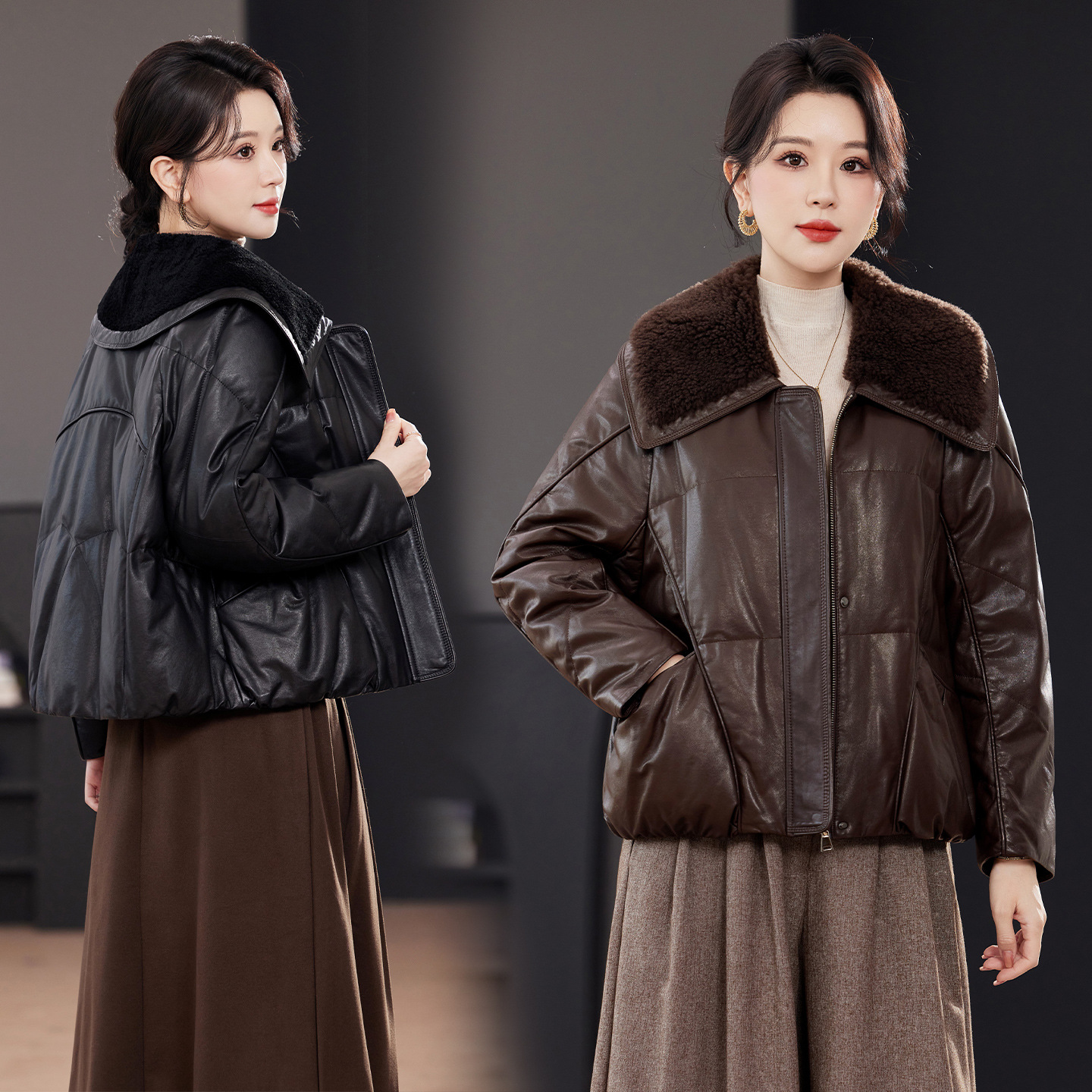 真皮羽绒服女式2025冬季新款时尚休闲宽松海宁绵羊皮皮衣外套短款