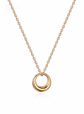 999纯银几何圆圈项链 冷淡风气质锁骨链女2022简约气质项饰送闺蜜