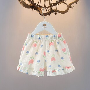 夏季 3女宝U宝夏天外穿裤 休闲裤 1五分裤 纯棉婴儿大屁屁裤 女童短裤