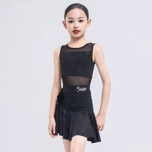 日常练功 女童拉丁舞服练习服吊带短上衣百褶裙套装 2025b夏季 新款