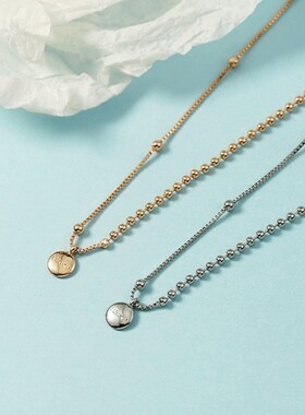 2020新款幸运豆豆字母项链女款韩版颈链冷淡风短款简约百搭锁骨链