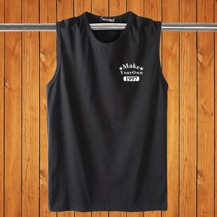 薄款 T恤宽松运动砍袖 篮球t休闲男装 宽肩无袖 潮 汗衫 纯棉背心男夏季