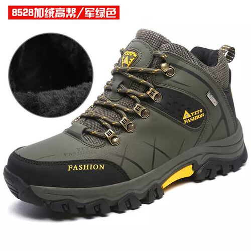 新款户外登山男士旅游鞋运动休闲跑步秋冬男鞋保暖加绒高帮户外鞋