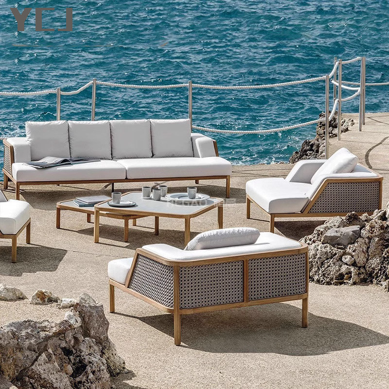 北欧户外庭院沙发休闲藤编实木组合花园别墅阳台休闲椅懒人露天,住宅家具,户外沙发,淘宝优惠券,粉丝福利购,淘宝优惠卷