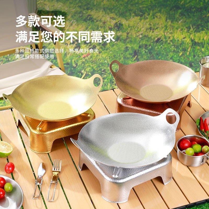 酒精炉小火锅干锅锅具不锈钢锤纹连耳干锅加厚圆底锅饭店商用牛蛙