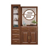 客厅入户间厅柜新胡桃木实木玄关柜鞋 柜一体屏风柜