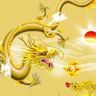 龙凤呈祥卷轴画办公室客厅玄关装饰画竖款龙凤戏珠龙飞凤舞挂画