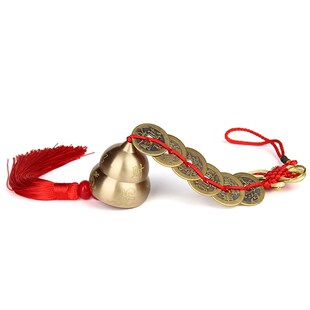 铜铃铛葫芦挂件纯入户门五帝钱六帝图五黄二黑红黑黄穗装饰平安福