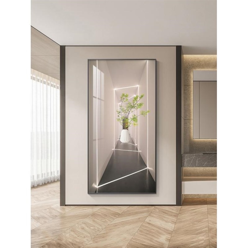 现代玄关装饰画空间延伸入户走廊过道挂画高级感抽象竖版壁画