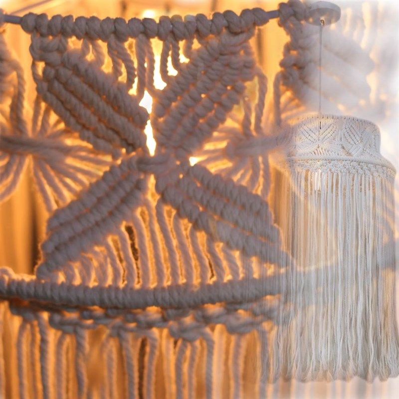 复古波西米亚风格吊灯民宿客栈卧室客厅手工编织店铺商用棉线灯罩,家装灯饰光源,客厅吊灯,淘宝优惠券,粉丝福利购,淘宝优惠卷