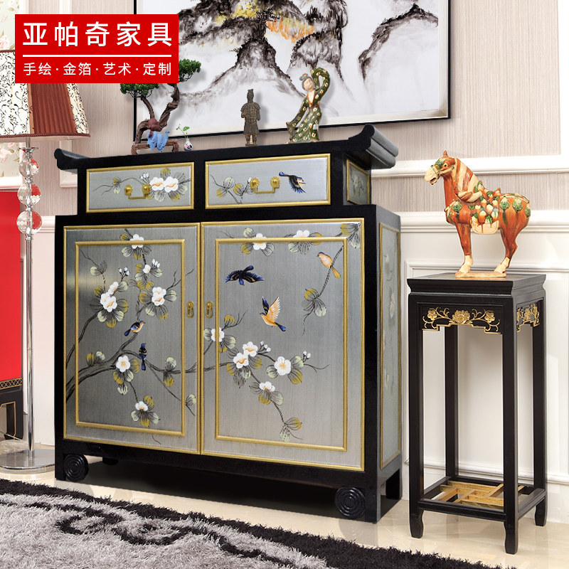 新玄关柜靠墙彩绘餐边柜客门厅过道鞋柜高端银箔翘头柜供桌台,住宅家具,门厅/玄关柜/玄关架,淘宝优惠券,粉丝福利购,淘宝优惠卷