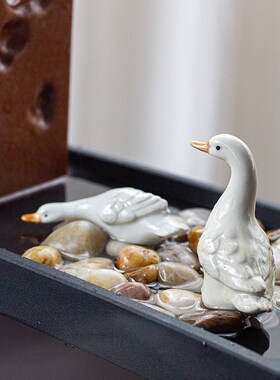 古都陶瓷鱼缸水缸石槽微景u观造景瀑布流水摆件雾化循环水喷泉配