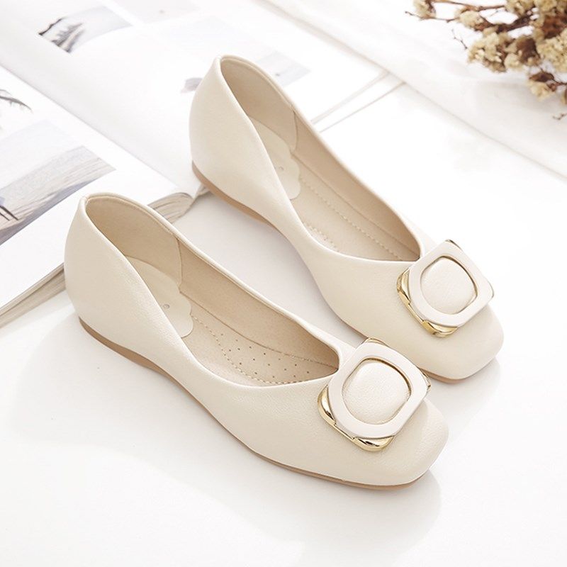 单鞋女平底鞋2024年春s秋新款女鞋妈妈鞋子百搭浅口软皮软底豆豆,女鞋,浅口单鞋,淘宝优惠券,粉丝福利购,淘宝优惠卷