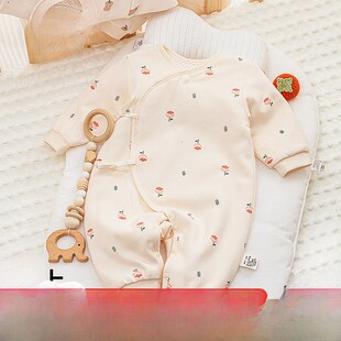 婴儿连衣a裤春秋冬宝宝爬衣满月绗缝外穿加厚纯棉新生儿冬装