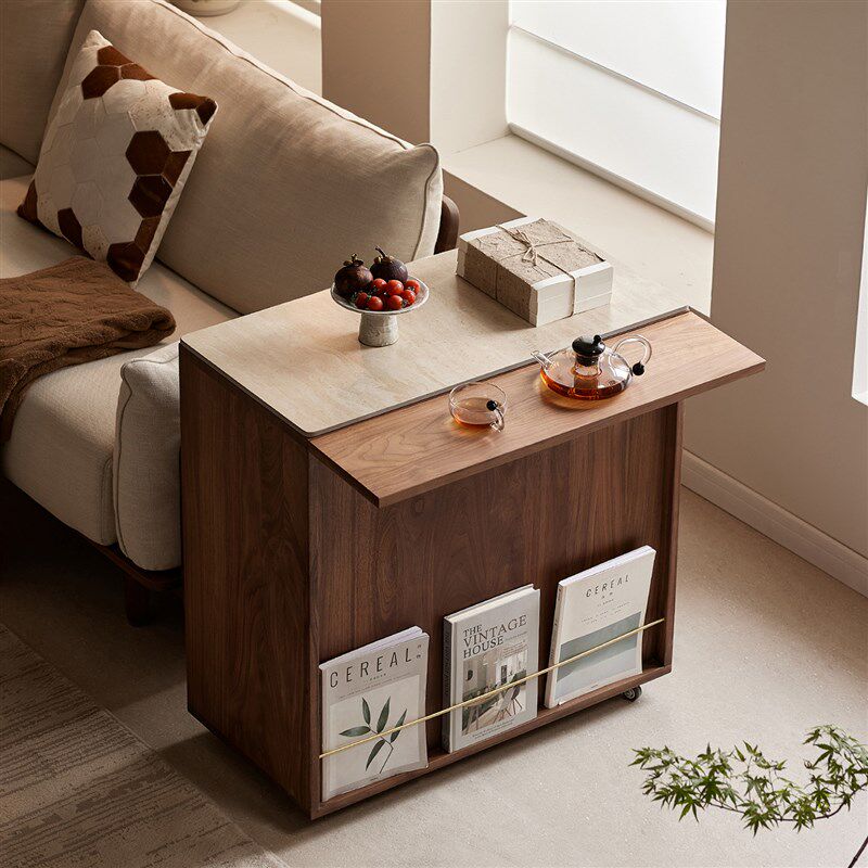 北美黑胡桃木可移动洞石岩板w岛台柜单独窄餐桌边柜一体储物茶水,住宅家具,岛台,淘宝优惠券,粉丝福利购,淘宝优惠卷