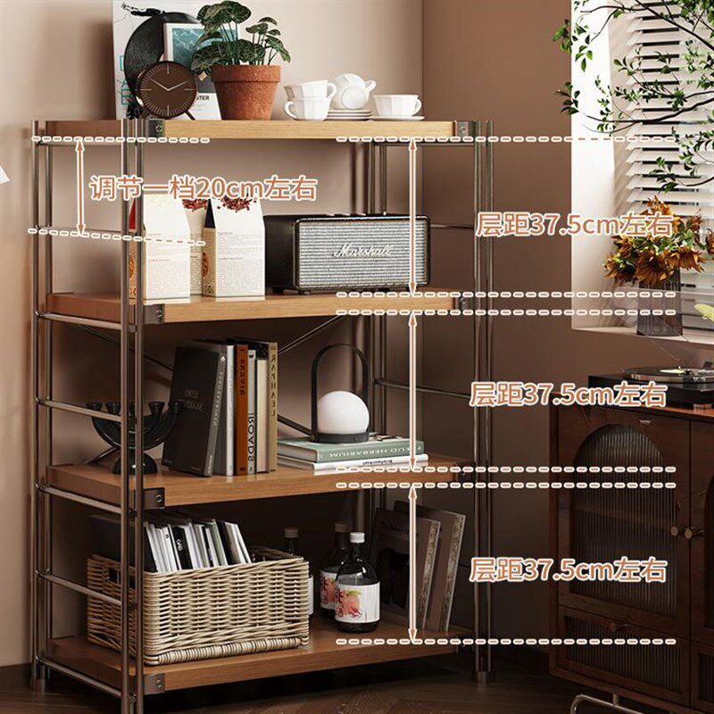 日式置物架落地多层中古储物架厨房收纳架客厅阳T台花架简约书架,商业/办公家具,置物架/陈列架/储物架/展示架,淘宝优惠券,粉丝福利购,淘宝优惠卷