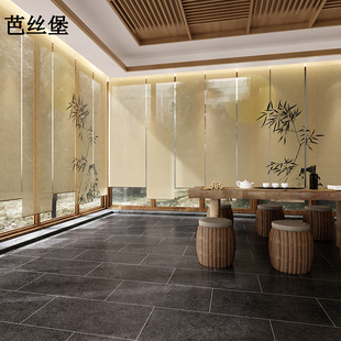 新中式 饰门帘子 禅意卷帘窗帘客厅茶室办公室屏风帘隔断帘子挂式 装
